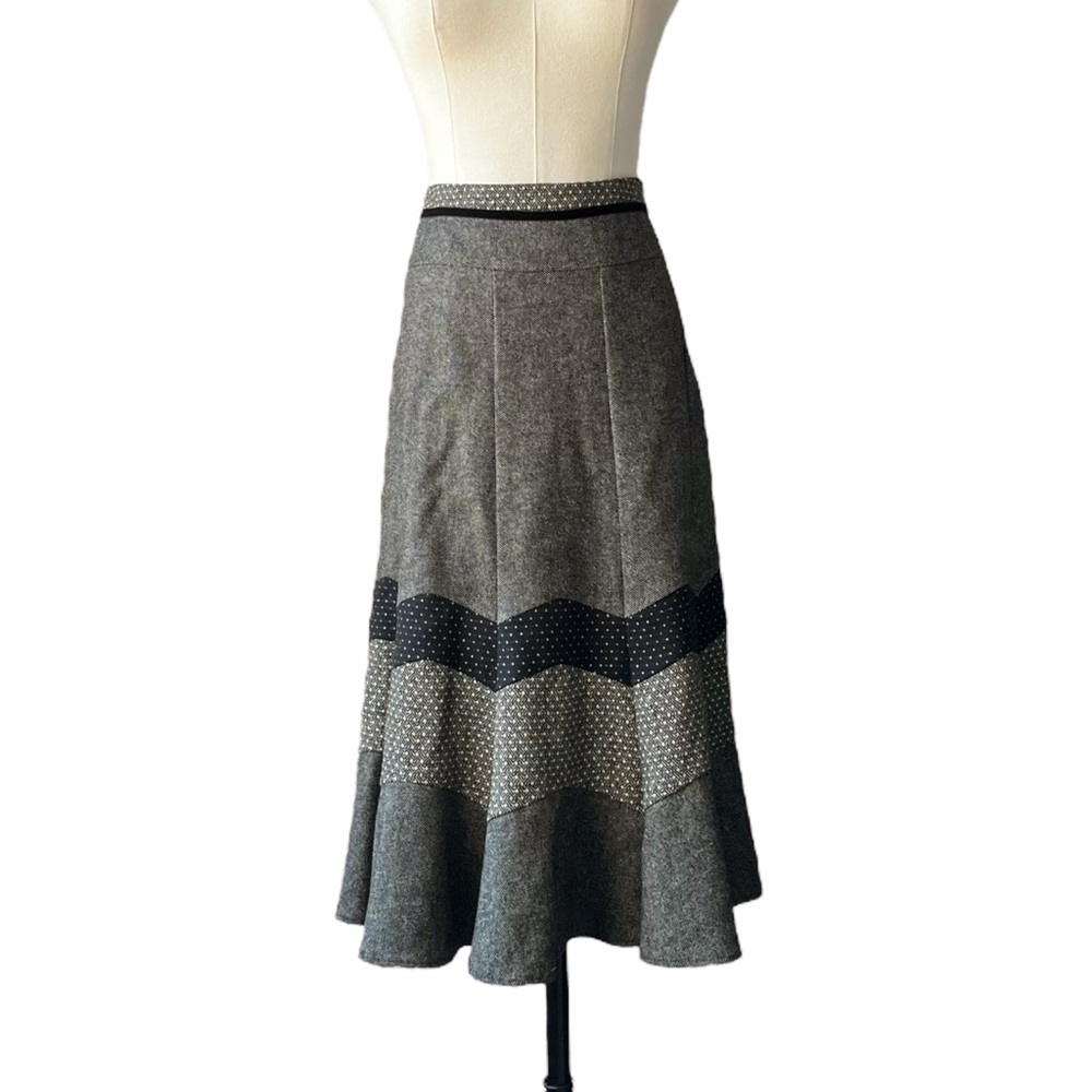 MaxMara Weekend Mixed Pattern Wool Midi Skirt | 8